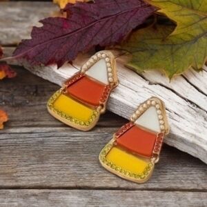 BETSEY JOHNSON CANDY CORN HALLOWEEN EARRINGS